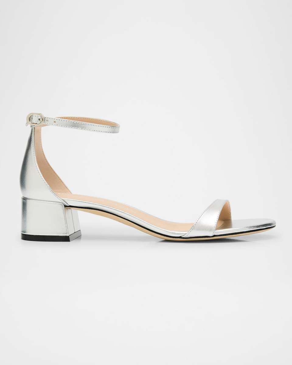 Nudist Metallic Ankle-Strap Sandals